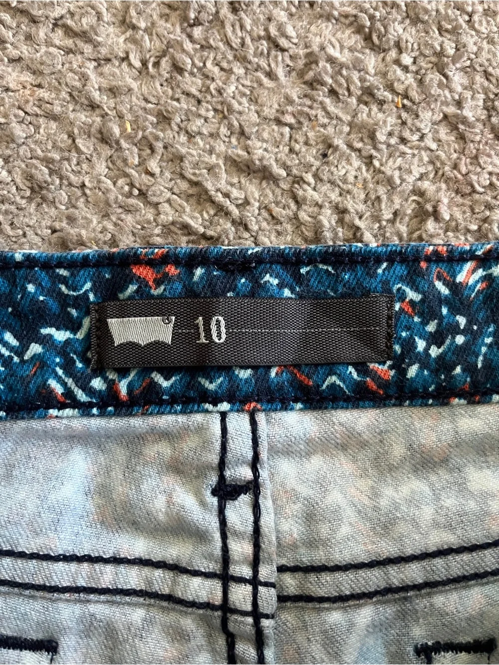Levi's Teal Patterned Denim Shorts